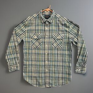 Surf Pendleton Mens Soft Flannel Shirt Sz M Green Plaid Long Sleeve Casual